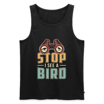 Bird Watching Retro Stop I See A Bird Watcher - Men's Premium Organic Tank Top - black - Front - AI Model Male 178 light (178cm)