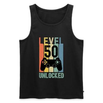 Level 50 Unlocked Funny Gaming - Men's Premium Organic Tank Top - black - Front - AI Model Male 178 light (178cm)