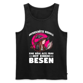 Unterschätze niemals eine böse alte Frau mit einem - Männer Premium Bio Tank Top - Schwarz - Vorne - AI Model Male 178 light (178cm)