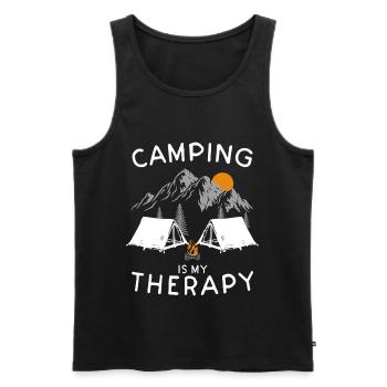 Camping is my Therapy. Camping in nature. - Men's Premium Organic Tank Top - black - Front - Michal (187cm)