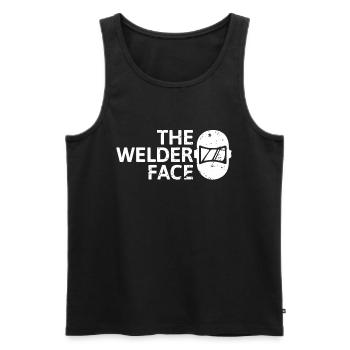 The welder face Das Schweißer Gesicht - Men's Premium Organic Tank Top - black - Front - AI Model Male 178 light (178cm)