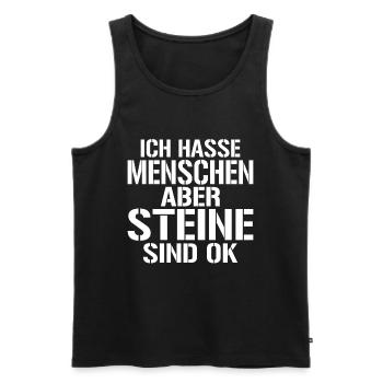 Ich hasse Menschen aber Steine sind ok - Männer Premium Bio Tank Top - Schwarz - Vorne - Michal (187cm)