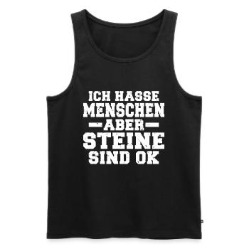 Ich hasse Menschen aber Steine sind ok - Männer Premium Bio Tank Top - Schwarz - Vorne - Michal (187cm)