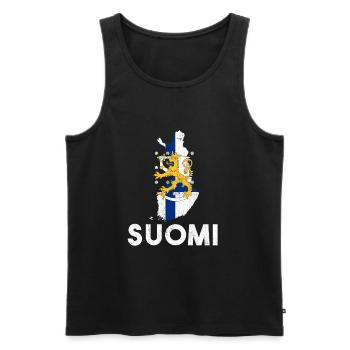 suomi finland flag, finnish finland - Männer Premium Bio Tank Top - Schwarz - Vorne - AI Model Male 178 light (178cm)