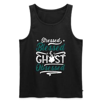 Ghost Hunter Creepy Horror Ghost Hunt Gift - Men's Premium Organic Tank Top - black - Front - Michal (187cm)