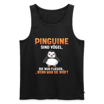 Pinguine sind Vögel die fliegen wenn man sie wirft - Männer Premium Bio Tank Top - Schwarz - Vorne - AI Model Male 178 light (178cm)