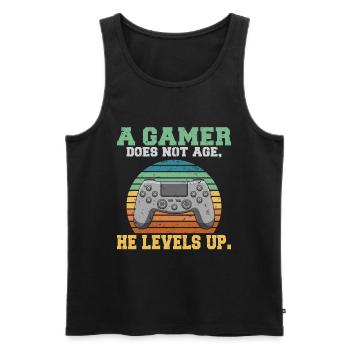 A gamer does not age he levels up fun gaming - Men's Premium Organic Tank Top - black - Front - AI Model Male 178 light (178cm)