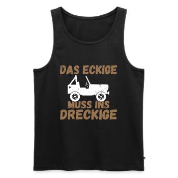 Das Eckige Muss ins Dreckige Quad ATV Quadfahrer - Männer Premium Bio Tank Top - Schwarz - Vorne - Michal (187cm)