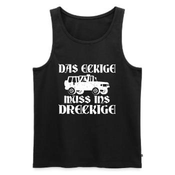 Das Eckige Muss ins Dreckige Geländewagen Offroad - Männer Premium Bio Tank Top - Schwarz - Vorne - AI Model Male 178 light (178cm)