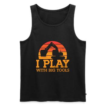 Bauarbeiter Baggern Baggerfahrer Bagger Geschenk - Männer Premium Bio Tank Top - Schwarz - Vorne - Michal (187cm)