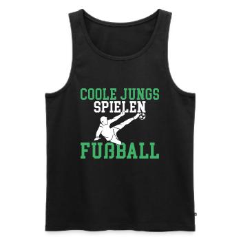 Coole Jungs spielen Fußball Motiv für echte Fußbal - Männer Premium Bio Tank Top - Schwarz - Vorne - Michal (187cm)