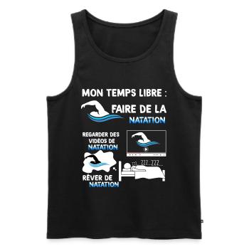 Natation, mon temps libre passionnant, idée cadeau - Débardeur bio Premium Homme - noir - Devant - Michal (187cm)