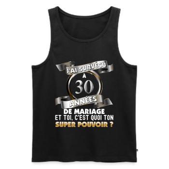30 années de mariage noces de perle citation drole - Débardeur bio Premium Homme - noir - Devant - Michal (187cm)