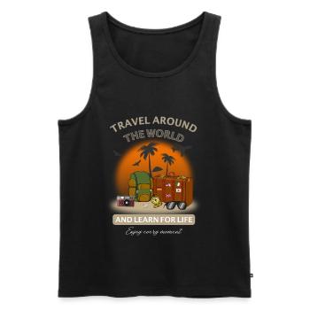 Cool motif for your holiday and for the trip - Men's Premium Organic Tank Top - black - Front - AI Model Male 178 light (178cm)
