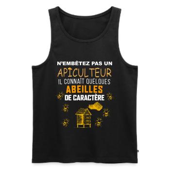 Apiculteur Abeille de caractere humour - Débardeur bio Premium Homme - noir - Devant - Michal (187cm)