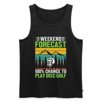 Weekend Forecast 100% Chance To Play Disc Golf - Men's Premium Organic Tank Top - black - Front - AI Model Male 178 light (178cm)