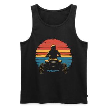 Quad quad coucher de soleil vintage - Débardeur bio Premium Homme - noir - Devant - AI Model Male 178 light (178cm)