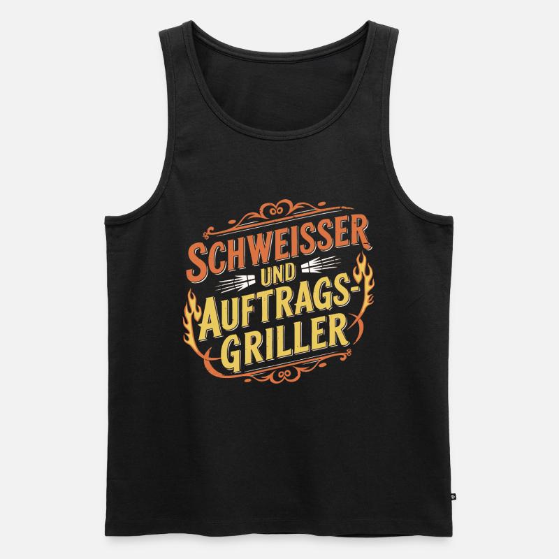 Schweißer und Grillen - Männer Premium Bio Tank Top - Schwarz