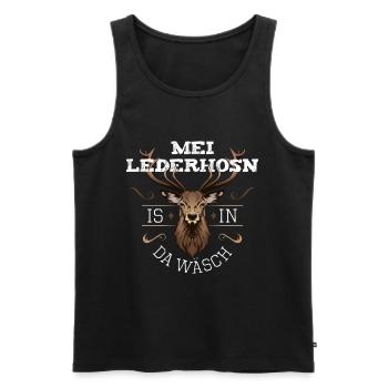 Mei Lederhosn is in da Wäsch Ersatz Lederhose - Männer Premium Bio Tank Top - Schwarz - Vorne - Michal (187cm)
