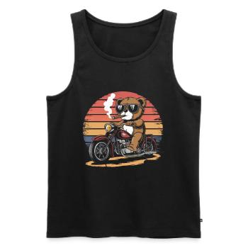Ours en peluche avec des lunettes de soleil équitation moto vintage - Débardeur bio Premium Homme - noir - Devant - Michal (187cm)