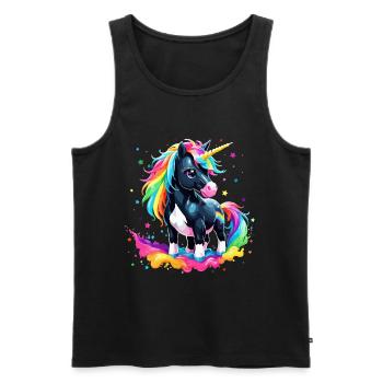 Einhorn bunt Regenbogen Pony Kinder - Männer Premium Bio Tank Top - Schwarz - Vorne - AI Model Male 178 light (178cm)