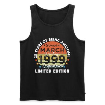 25 Jahre alt Baujahr 1999 Jahrgang März 1999 - Männer Premium Bio Tank Top - Schwarz - Vorne - Michal (187cm)