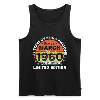 64 Jahre alt Baujahr 1960 Jahrgang März 1960 - Männer Premium Bio Tank Top - Schwarz - Vorne - AI Model Male 178 light (178cm)