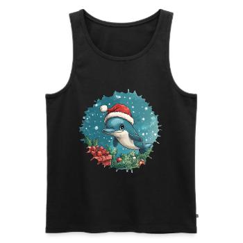 Dolphin Christmas - Men's Premium Organic Tank Top - black - Front - AI Model Male 178 light (178cm)