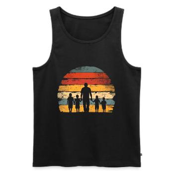 Vatertag Vater mit vier Söhnen retro vintage - Männer Premium Bio Tank Top - Schwarz - Vorne - Michal (187cm)