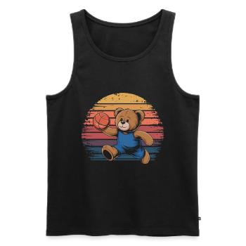 Teddy Bear Playing Basketball Vintage - Men's Premium Organic Tank Top - black - Front - Michal (187cm)