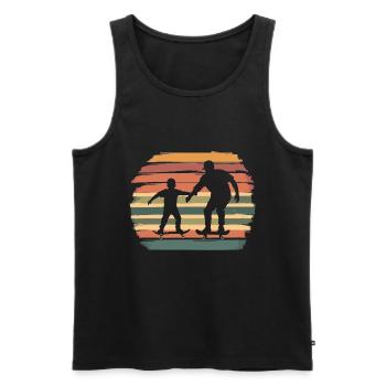 Vater Sohn Skateboard Skateborading Vintage - Männer Premium Bio Tank Top - Schwarz - Vorne - AI Model Male 178 light (178cm)