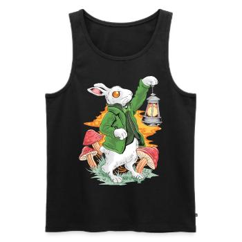 Hase mit Lampe und grünem Jacket - Männer Premium Bio Tank Top - Schwarz - Vorne - AI Model Male 178 light (178cm)