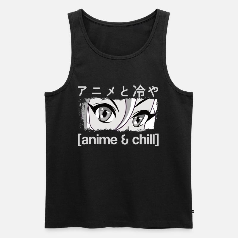 Anime & Chill Kanji - Männer Premium Bio Tank Top - Schwarz