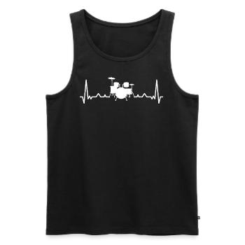 Herzschlag Schlagzeug Spruch Sprüche - Männer Premium Bio Tank Top - Schwarz - Vorne - Michal (187cm)