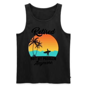 Pensioner now goes surfing, no longer my problem - Men's Premium Organic Tank Top - black - Front - AI Model Male 178 light (178cm)