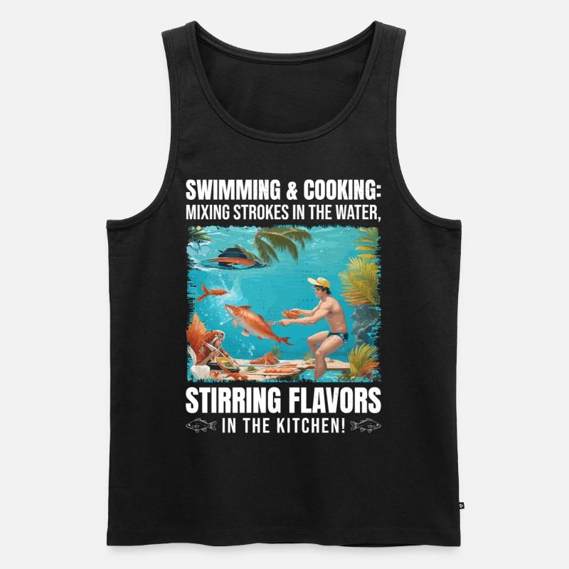 Schwimmen und Kochen - Männer Premium Bio Tank Top - Schwarz