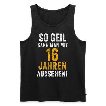 16. Geburtstag Mann Frau 16 Jahre Spruch Lustig - Männer Premium Bio Tank Top - Schwarz - Vorne - AI Model Male 178 light (178cm)