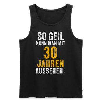 30e anniversaire homme femme 30e anniversaire dire drôle - Débardeur bio Premium Homme - noir - Devant - Michal (187cm)