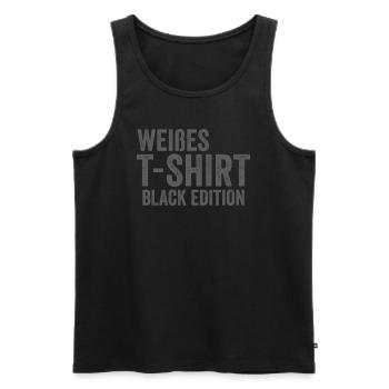 Weisses TShirt Black Edition - Männer Premium Bio Tank Top - Schwarz - Vorne - Michal (187cm)