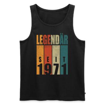 Dicton d’anniversaire légendaire depuis 1971 Millésime - Débardeur bio Premium Homme - noir - Devant - Michal (187cm)