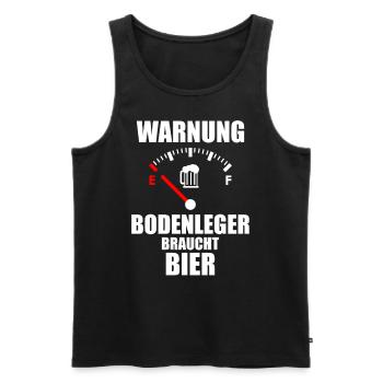 BODENLEGER Bière Spruch - Débardeur bio Premium Homme - noir - Devant - AI Model Male 178 light (178cm)