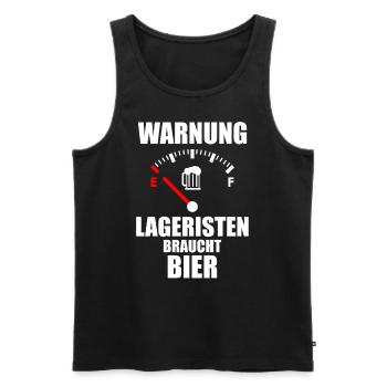 LAGERISTEN Spruch Bier - Männer Premium Bio Tank Top - Schwarz - Vorne - Michal (187cm)