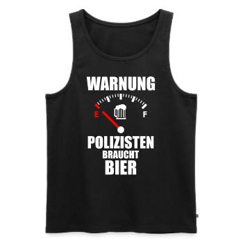 POLICEMEN Slogan Beer - Men's Premium Organic Tank Top - black - Front - Michal (187cm)
