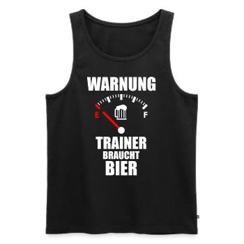 TRAINER Spruch Bier - Männer Premium Bio Tank Top - Schwarz - Vorne - Michal (187cm)