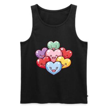 Bunte Herzen Gruppe LIebe - Männer Premium Bio Tank Top - Schwarz - Vorne - AI Model Male 178 light (178cm)