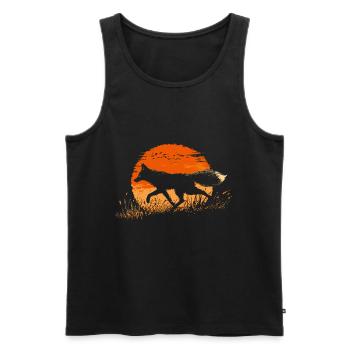 Fox silhouette in front of a sun - Men's Premium Organic Tank Top - black - Front - Michal (187cm)