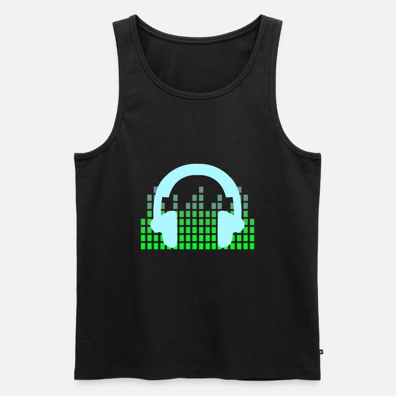 DJ Musik Disco Kopfhörer - Männer Premium Bio Tank Top - Schwarz