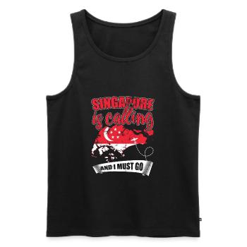 Singapore - Men's Premium Organic Tank Top - black - Front - AI Model Male 178 light (178cm)