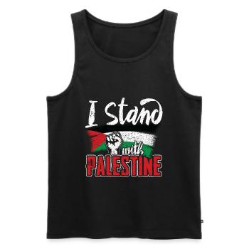 I stand with Palestine - Men's Premium Organic Tank Top - black - Front - Michal (187cm)