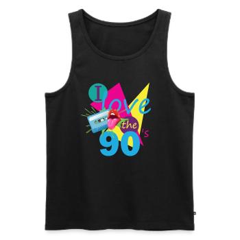 90s Retro Kassette 90er Outfit I Love the 90s - Männer Premium Bio Tank Top - Schwarz - Vorne - Michal (187cm)
